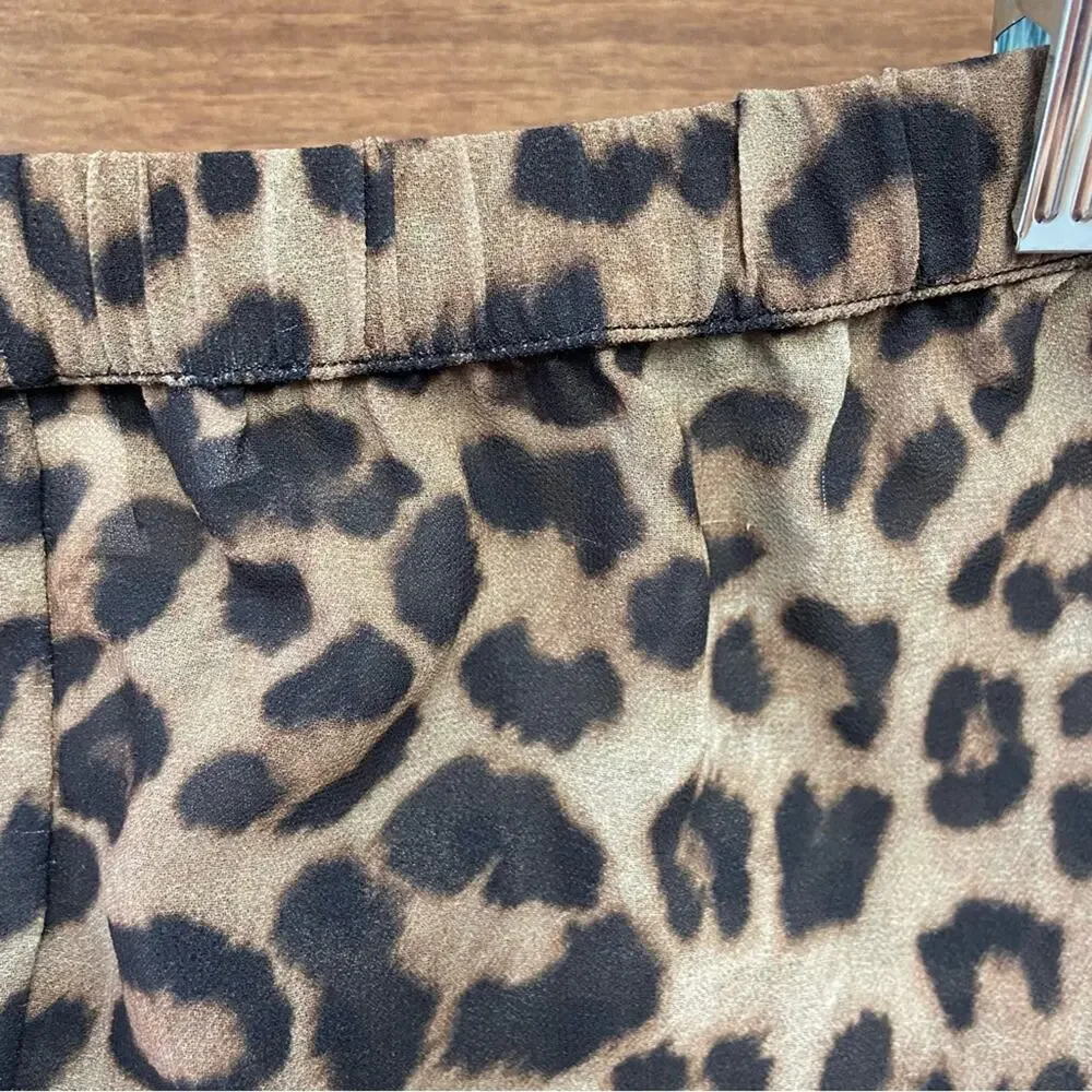 New Aiello by Frankie’s Bikinis Leopard Print Ruched Sheer Shorts Coverup XS